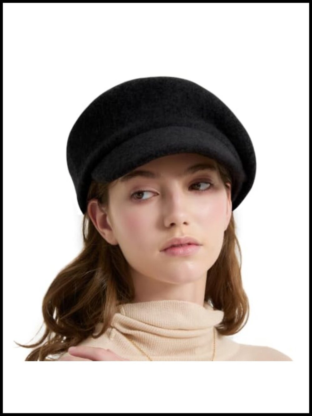 100% Merino Wool French Beret Newsboy Baker Cap Adjustable Women Hat